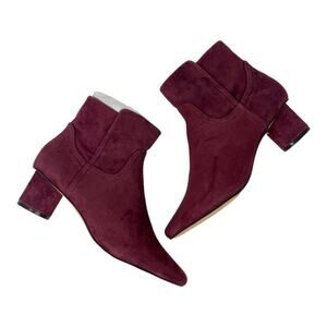 Draper James Bethany Suede Cylinder Block Heel Bootie Burgundy 8 NWT $175 MSRP
